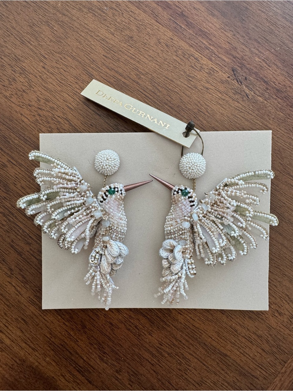 Deepa Gurnani Hummingbird Earrings in Ivory NWT - Picture 3 of 11